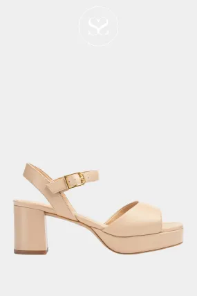 UNISA NEY_25_NTO NUDE LEATHER BLOCK HEEL SANDALS