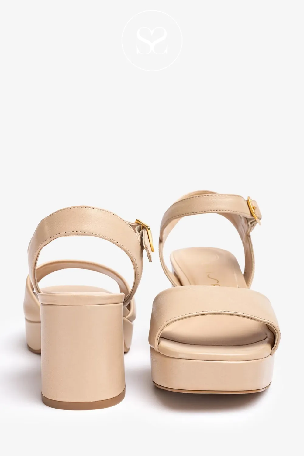 UNISA NEY_25_NTO NUDE LEATHER BLOCK HEEL SANDALS
