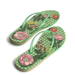 Vera Bradley Flip Flops - Tomato Vines Kelly Green