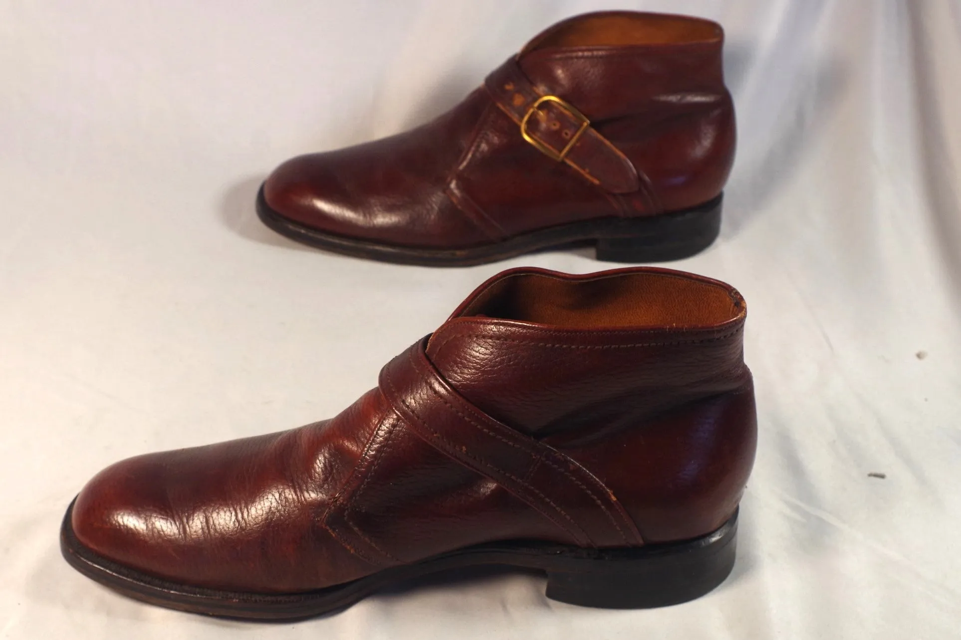 Vintage Monk Strap Plain Toe Leather Chukka Boots - Size 12D
