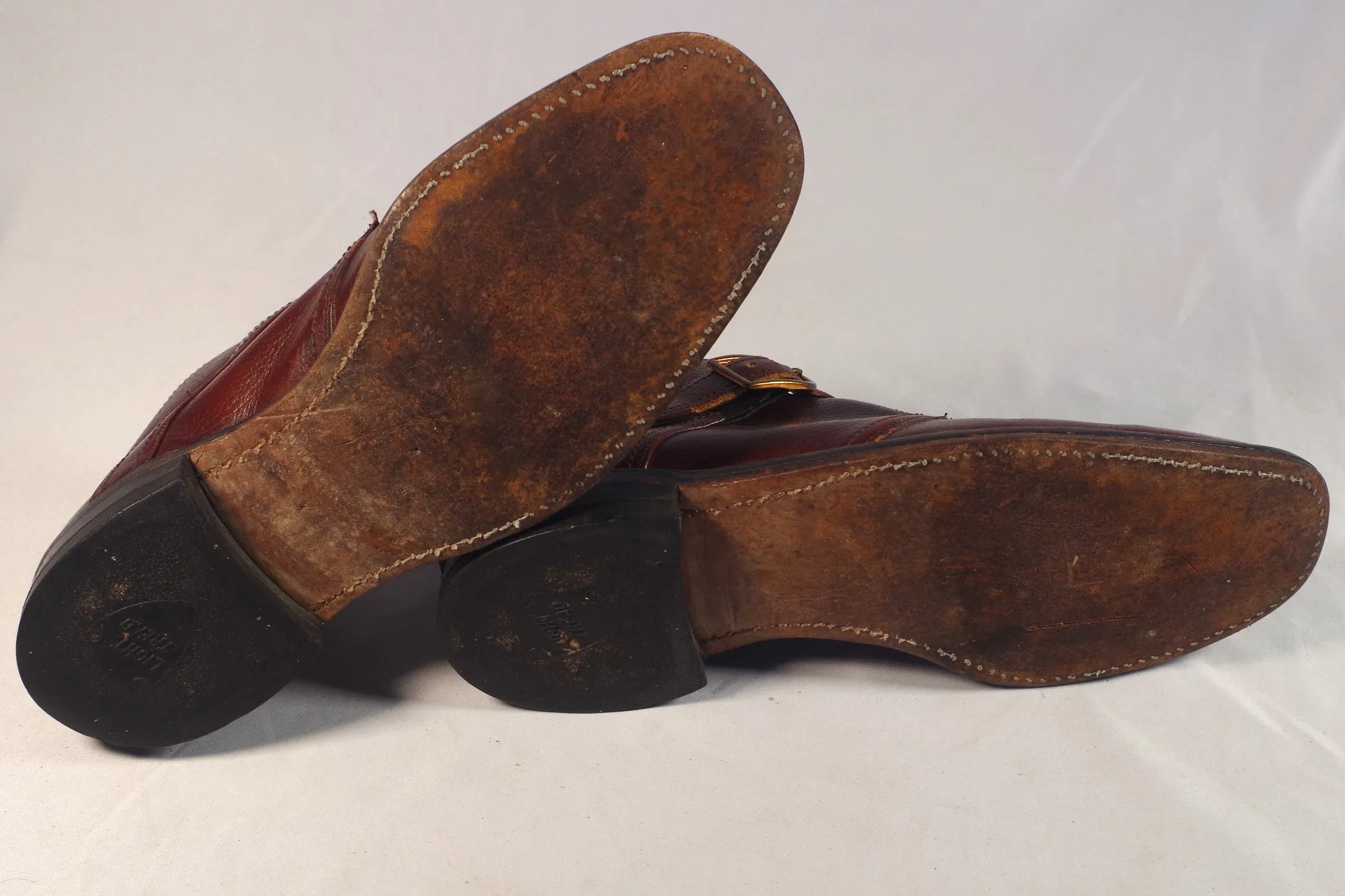 Vintage Monk Strap Plain Toe Leather Chukka Boots - Size 12D