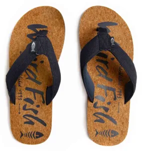 Weird Fish Mens Corkham Cork Effect Flip Flops - Denim