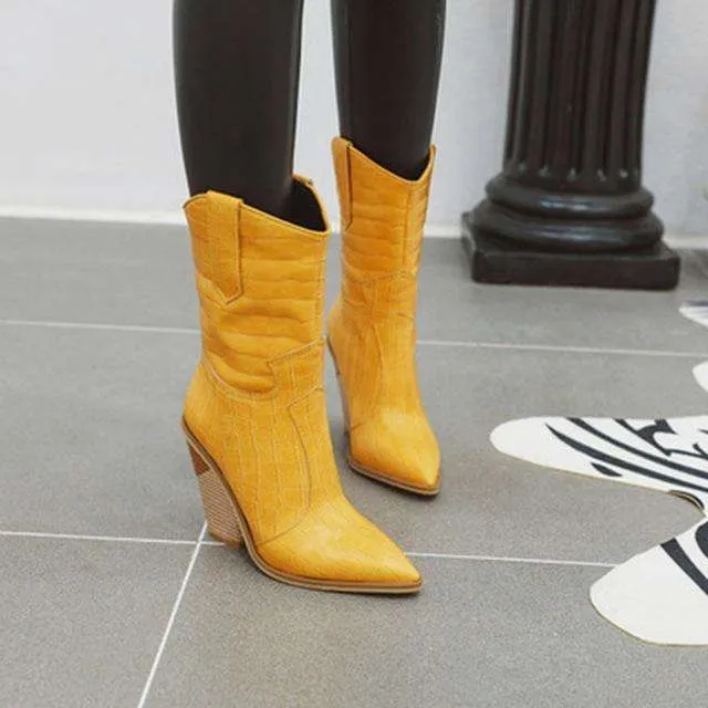 Western Cowboy Women Mid-Calf Boots