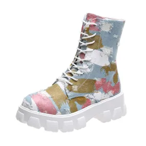 Women Canvas Tide Boots Platform Thick High-top Sneakers