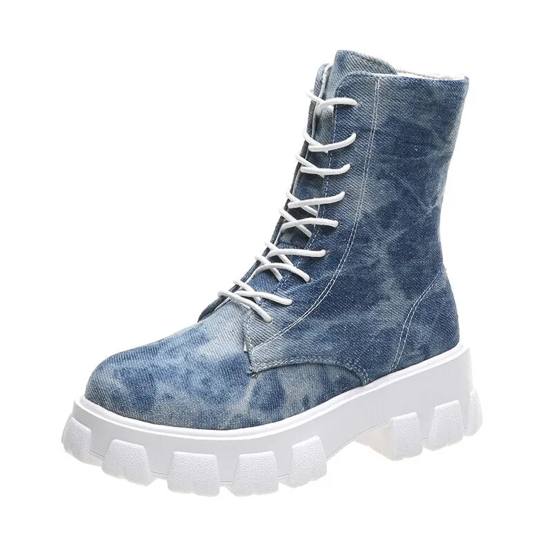 Women Canvas Tide Boots Platform Thick High-top Sneakers