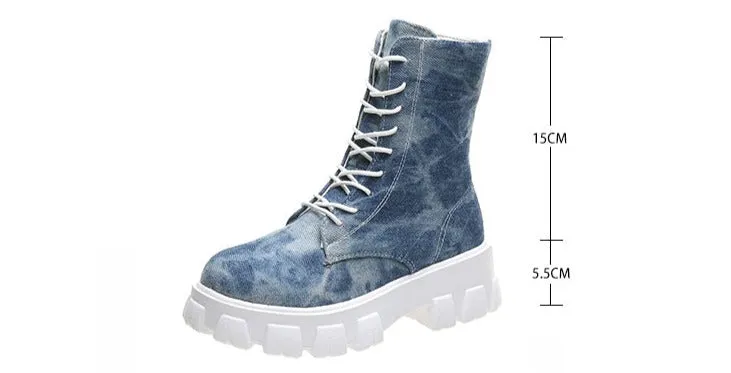 Women Canvas Tide Boots Platform Thick High-top Sneakers