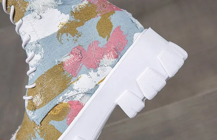 Women Canvas Tide Boots Platform Thick High-top Sneakers