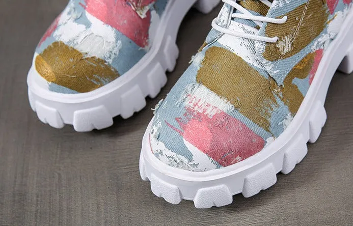 Women Canvas Tide Boots Platform Thick High-top Sneakers