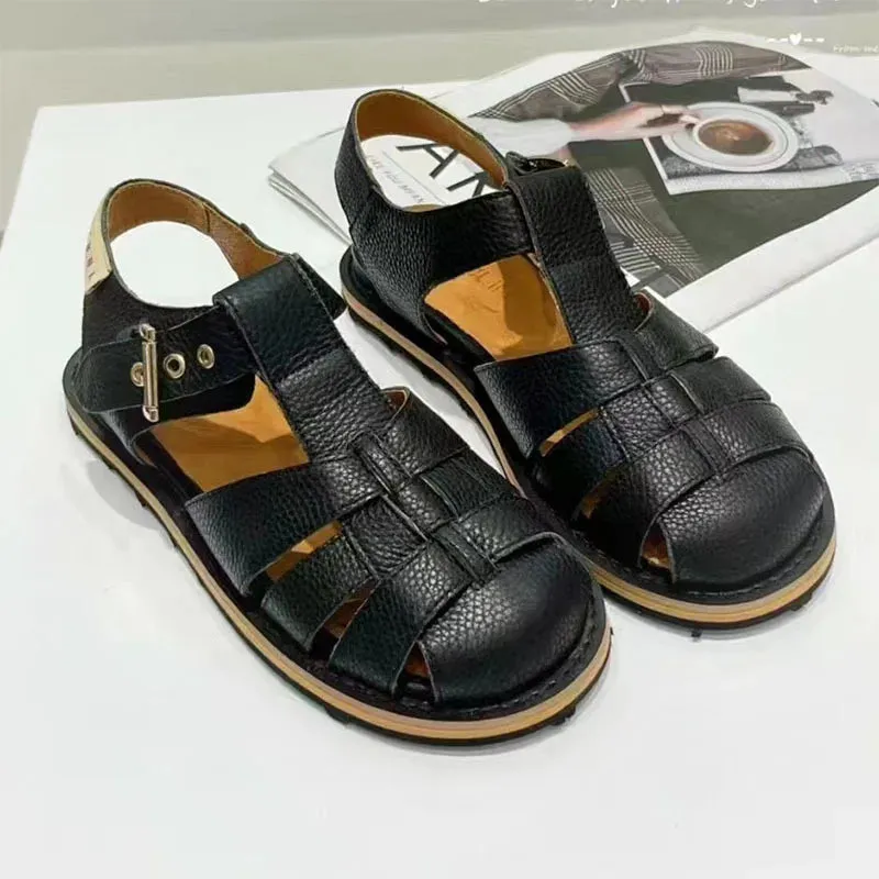 Women Genuine Leather Retro Sandals