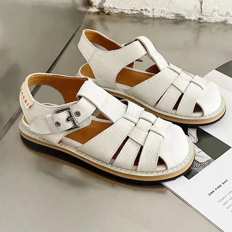 Women Genuine Leather Retro Sandals