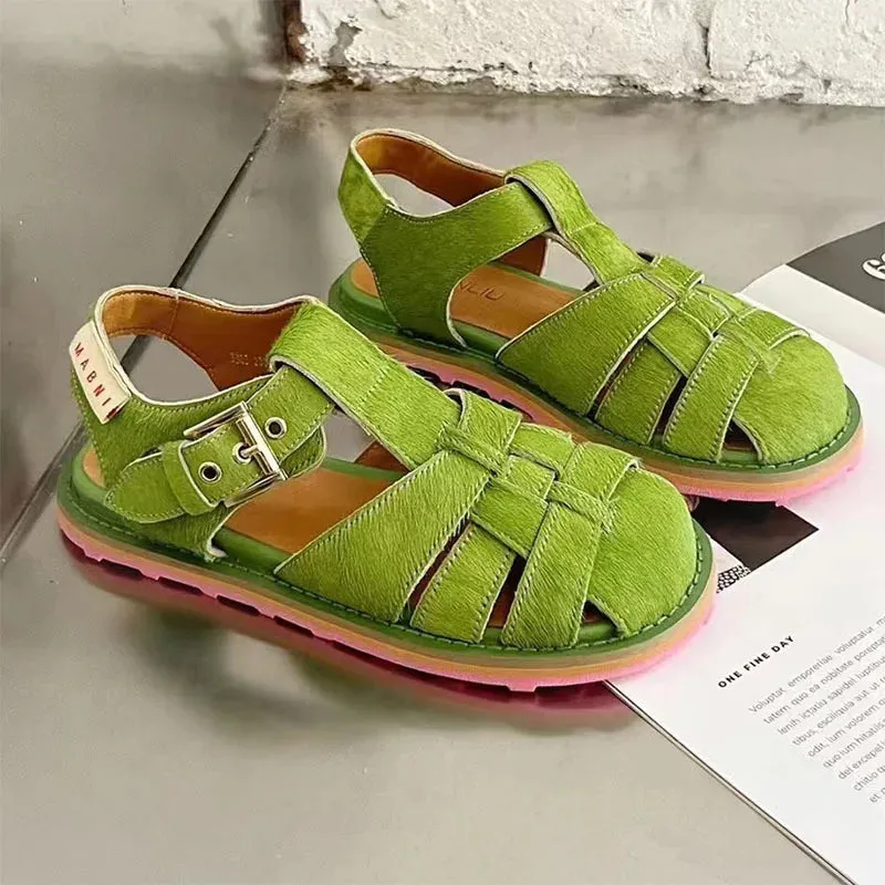 Women Genuine Leather Retro Sandals