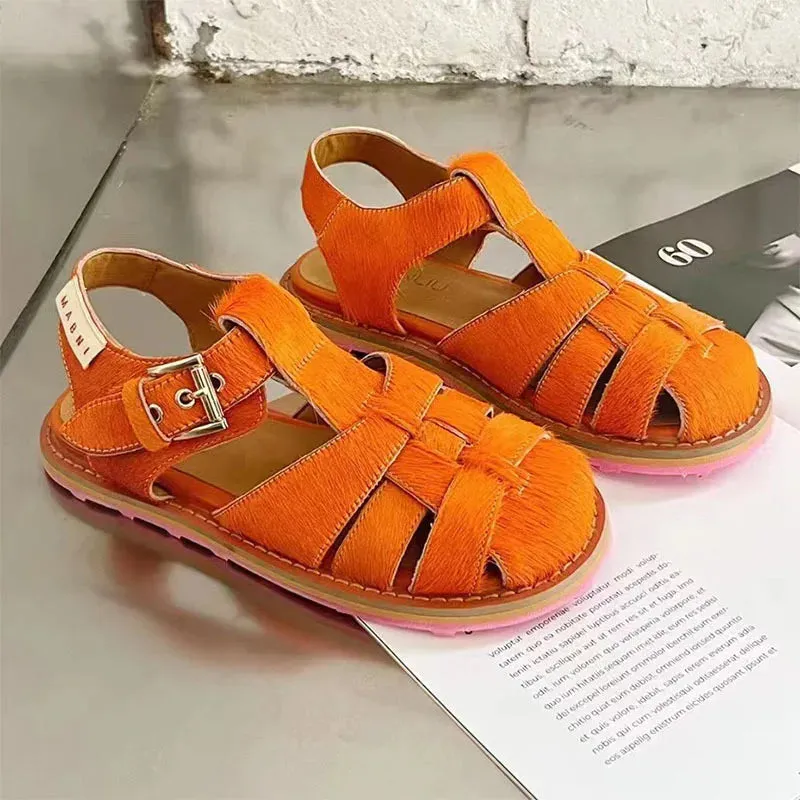Women Genuine Leather Retro Sandals