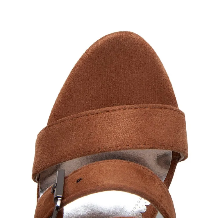 Women's Buckle Straps Sequins Block Heel Platform Gladiator Sandals