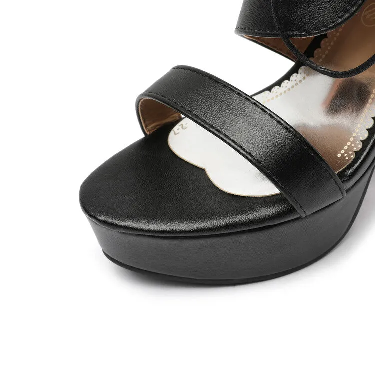 Women's Incline Strap Cross Ankle Strap Platform Chunky Heel Sandals