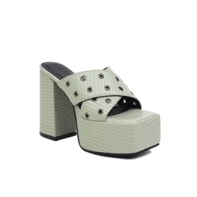 Women's Solid Color Square Toe Thick Sole Block Heel Platform Sandals