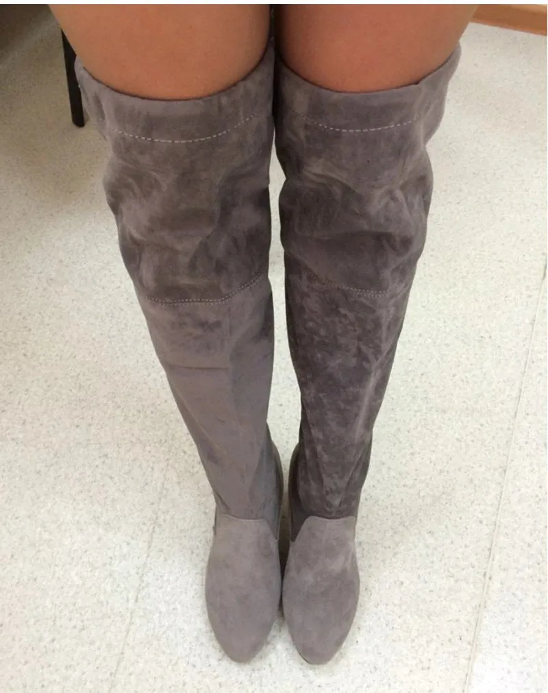 Women's Winter High-Heeled Faux Suede Leather High Boots