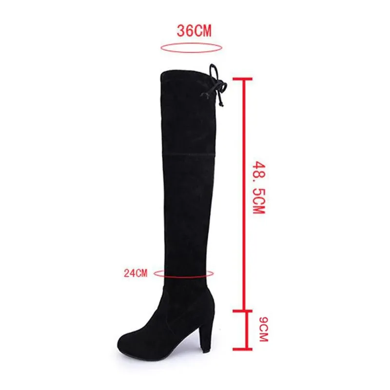 Women's Winter High-Heeled Faux Suede Leather High Boots
