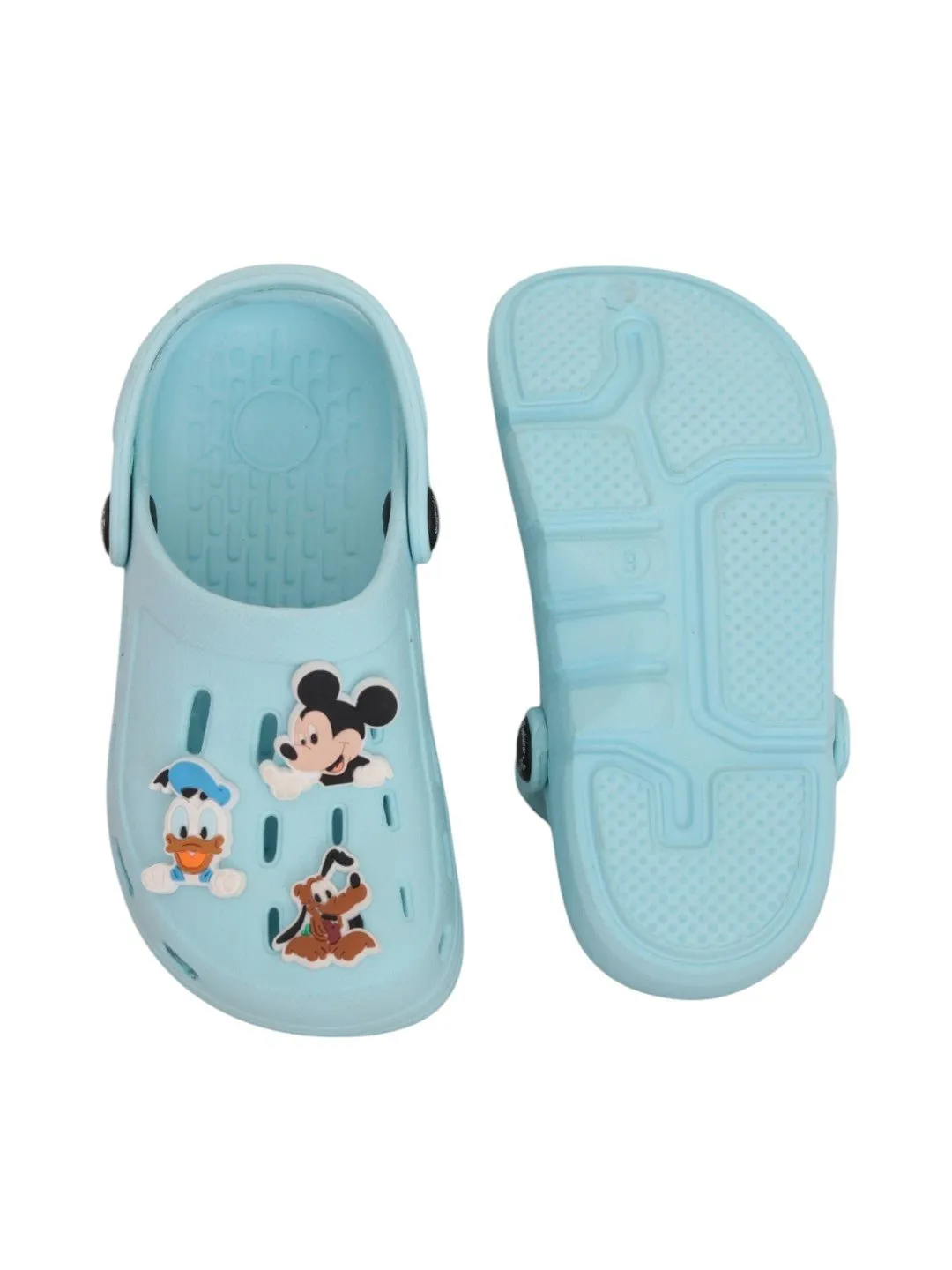 Yellow Bee Boys’ Disney Clogs Mickey Mouse, Donald Duck & Pluto Charms – Light Blue