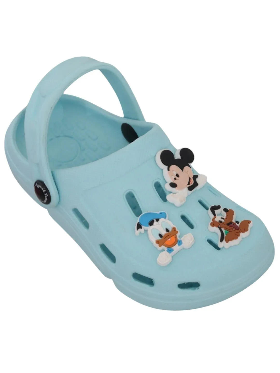 Yellow Bee Boys’ Disney Clogs Mickey Mouse, Donald Duck & Pluto Charms – Light Blue