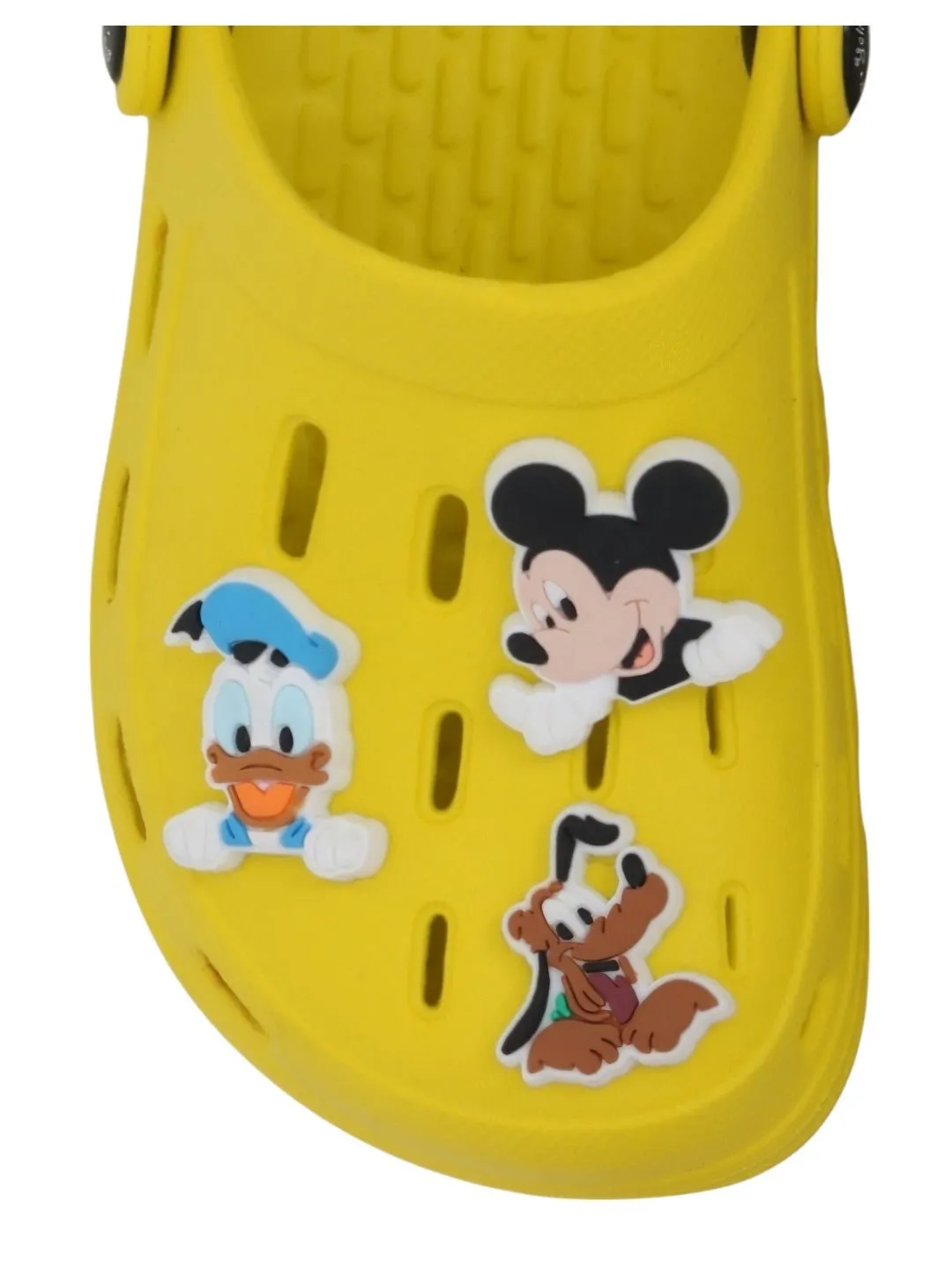 Yellow Bee Boys’ Disney Clogs with Mickey Mouse, Donald Duck & Pluto Charms – Yellow