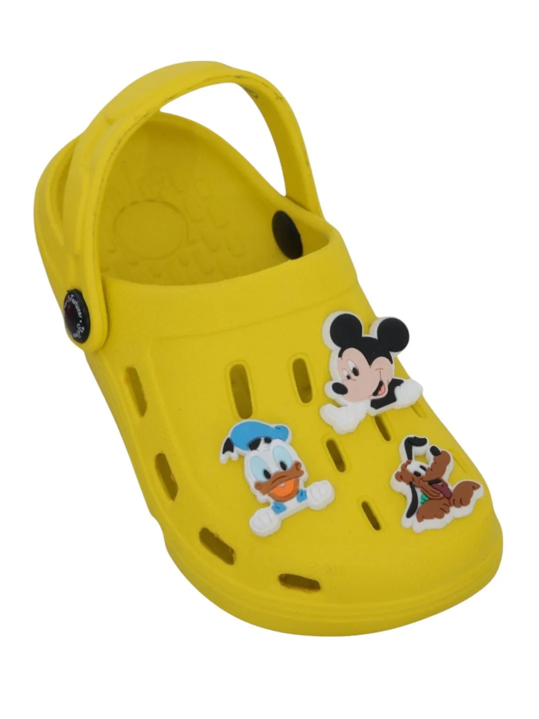 Yellow Bee Boys’ Disney Clogs with Mickey Mouse, Donald Duck & Pluto Charms – Yellow