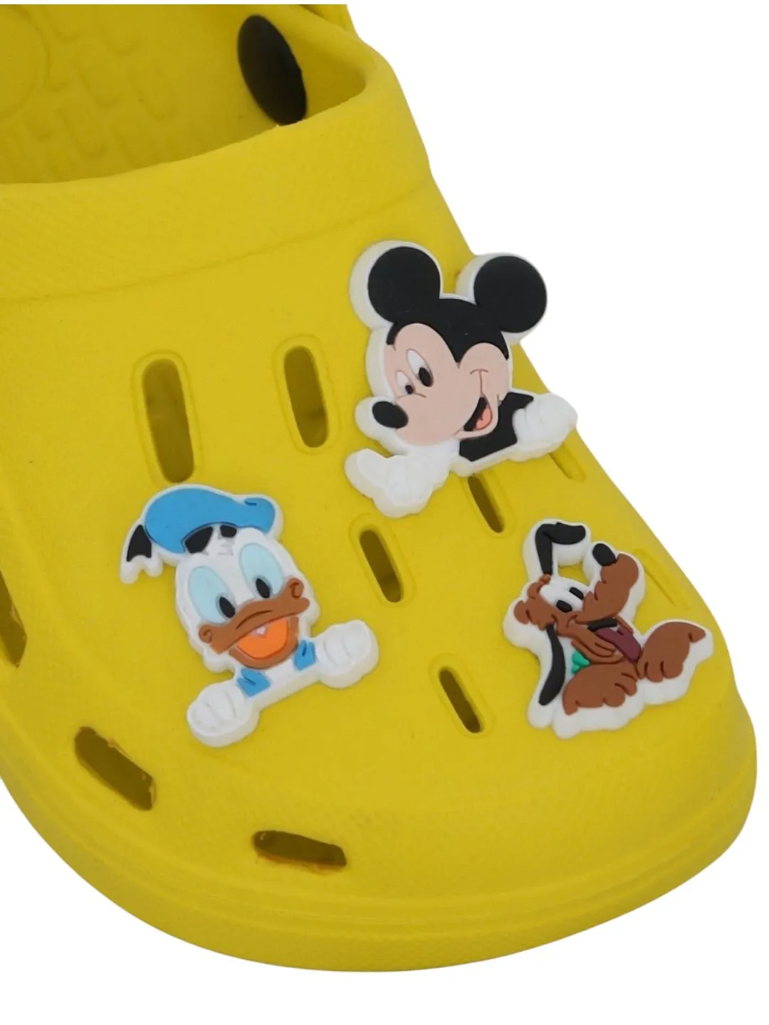 Yellow Bee Boys’ Disney Clogs with Mickey Mouse, Donald Duck & Pluto Charms – Yellow