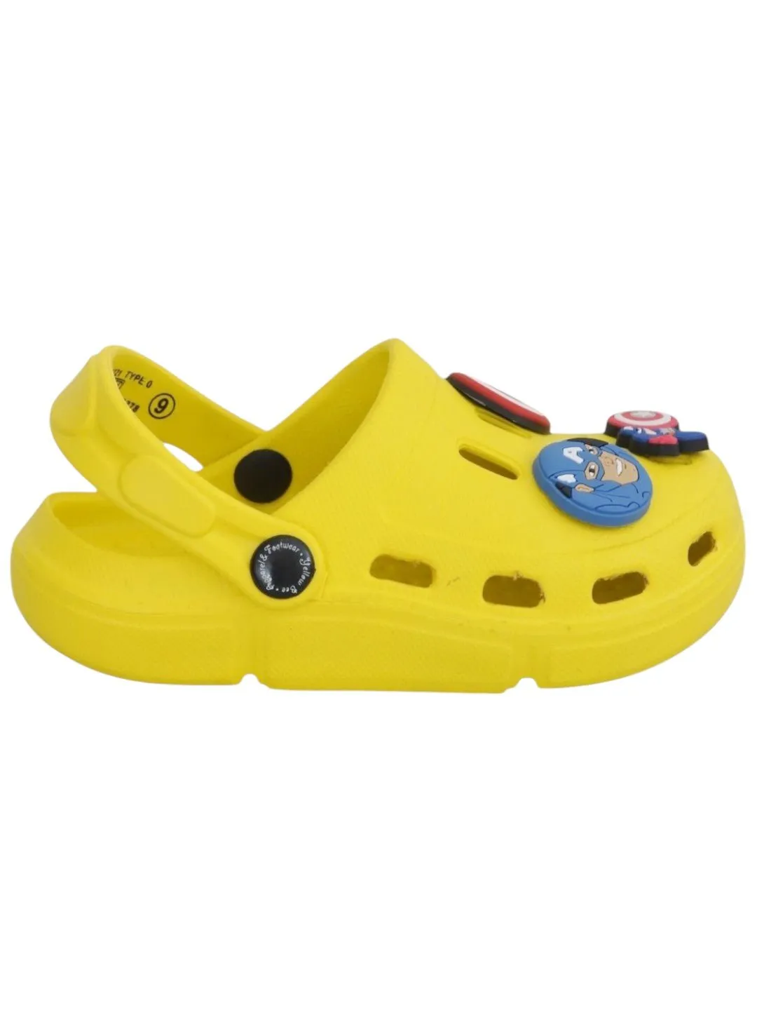 Yellow Bee Boys’ Marvel Captain America Clogs with Shield & Character Charms – Yellow