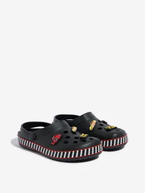 Yellow Black Applique-Detailed Perforated Clogs